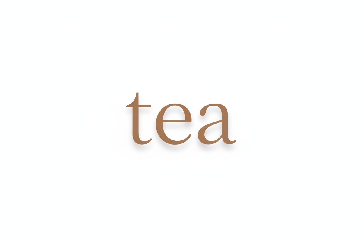 white screen with the word tea